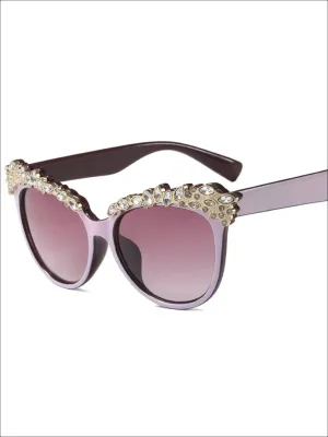 Girls Crystal Embellished Cat Eye Sunglasses