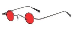 Gray/Red Small Round Vampire Style Sunglasses