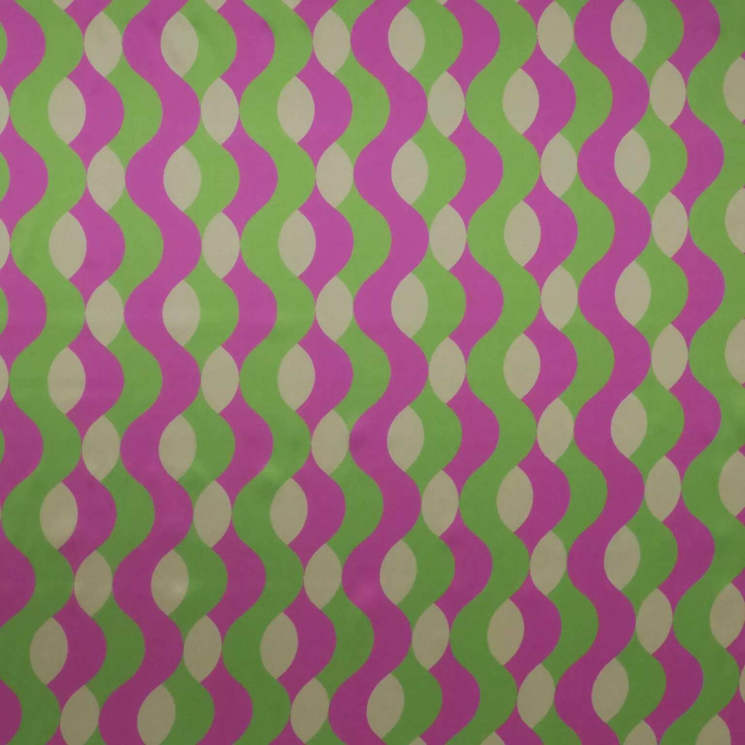 Green & Fuchsia Abstract Waves Printed Silk Charmeuse Fabric