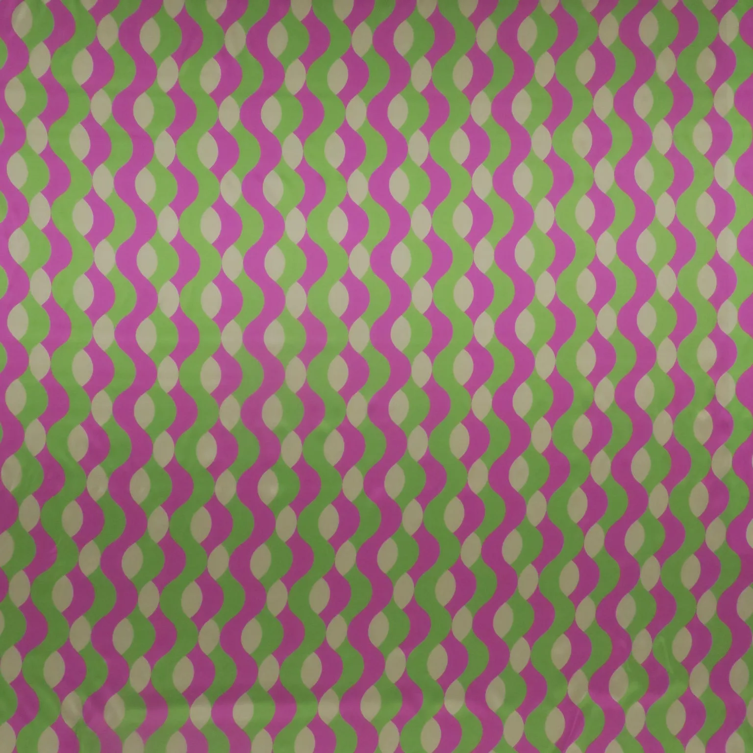 Green & Fuchsia Abstract Waves Printed Silk Charmeuse Fabric