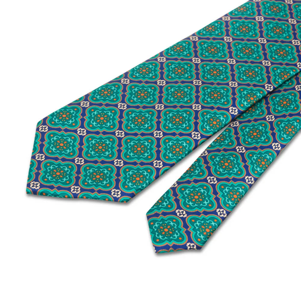 Green and Blue The Duke of Normandy Duchesse Silk Tie