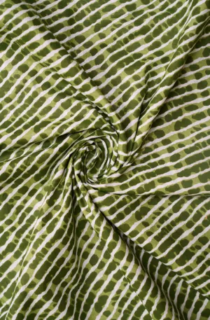 Green Leheriya Pattern Printed Summer Pure Cotton Fabric