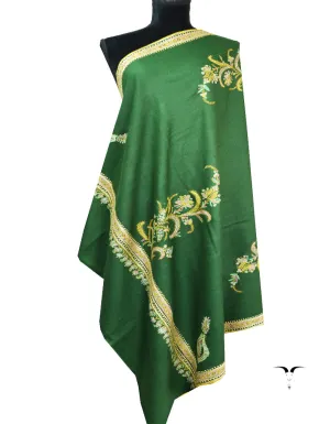 green tilla embroidery Pashmina shawl 8663