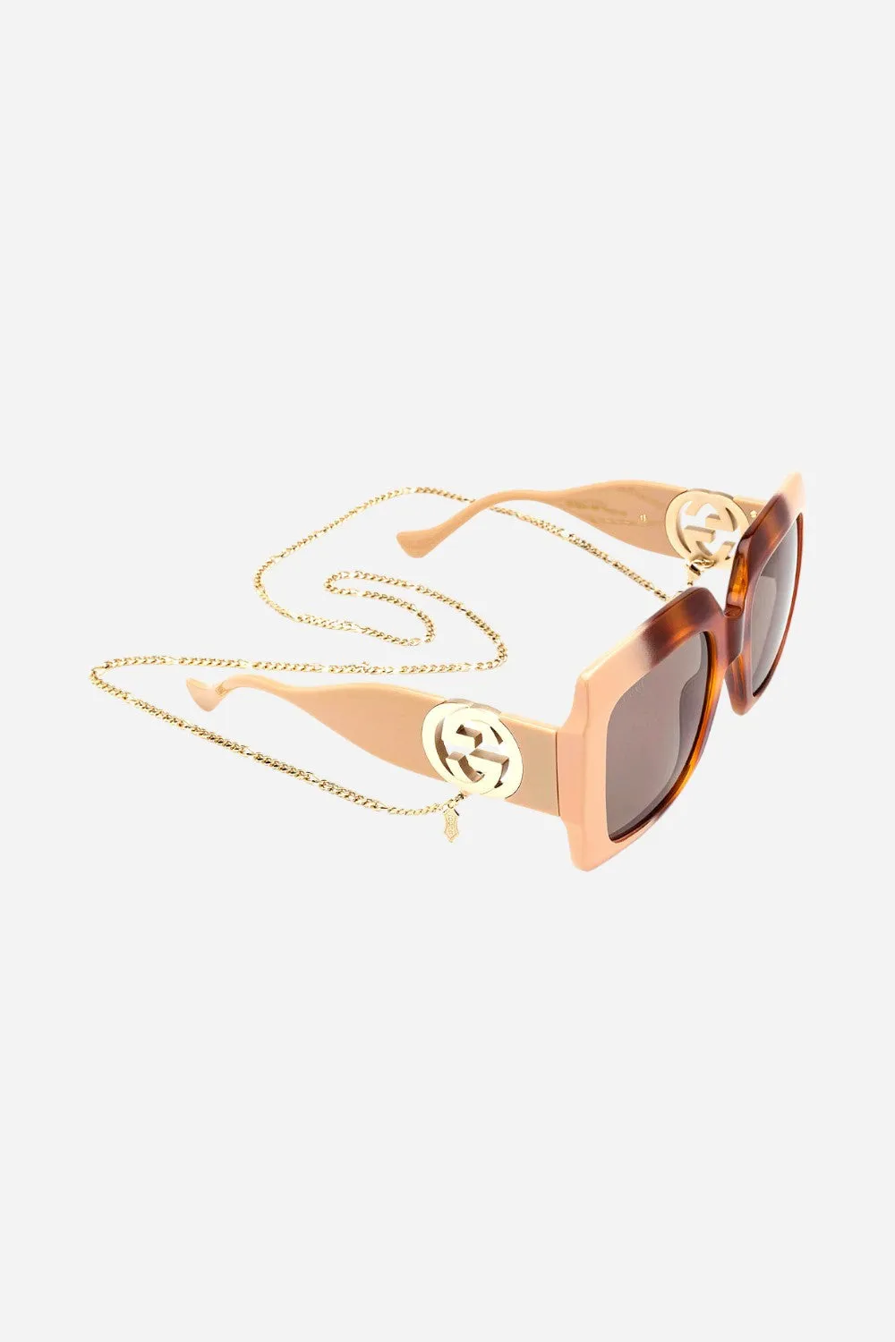 Gucci Havana/Ivory Chain Sunglasses - Gg1022s-003 54