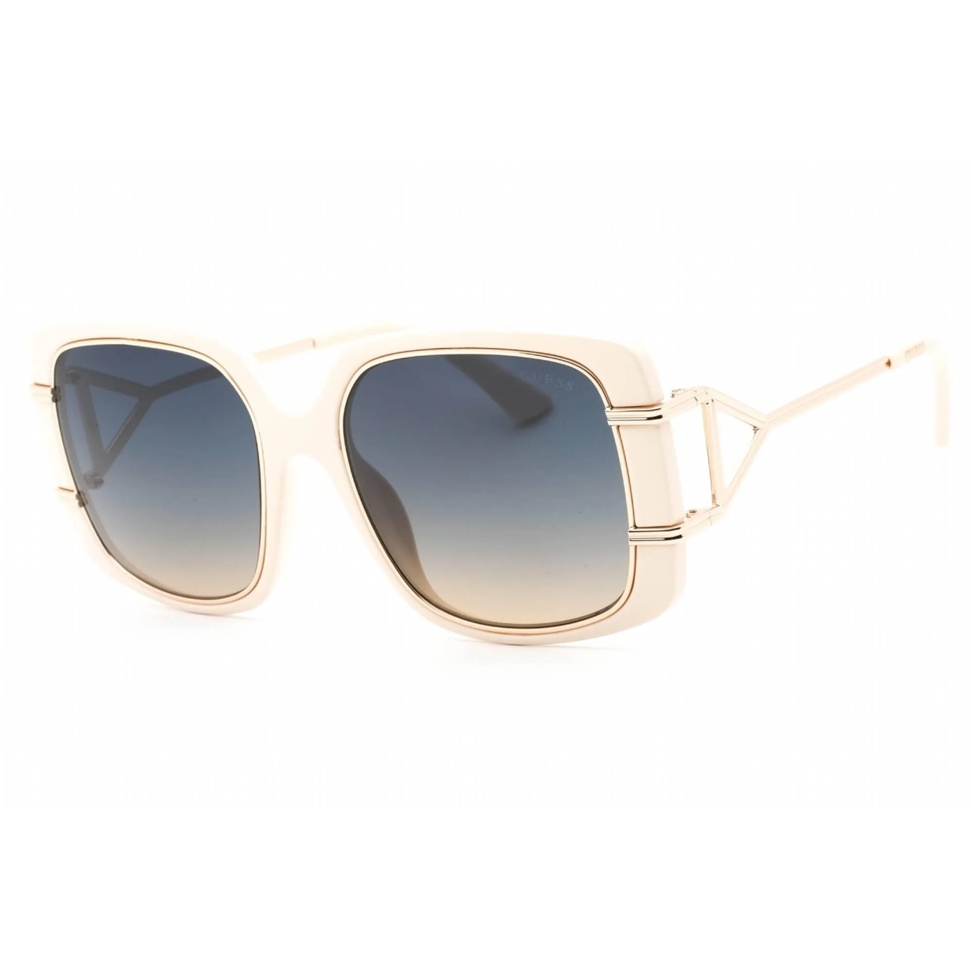 Guess Women's Sunglasses - Gradient Blue Lens Ivory Square Shape Frame | GU7854 25W