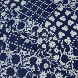 Hand Block Print Soft Cotton Indigo Blue Dye Fabric