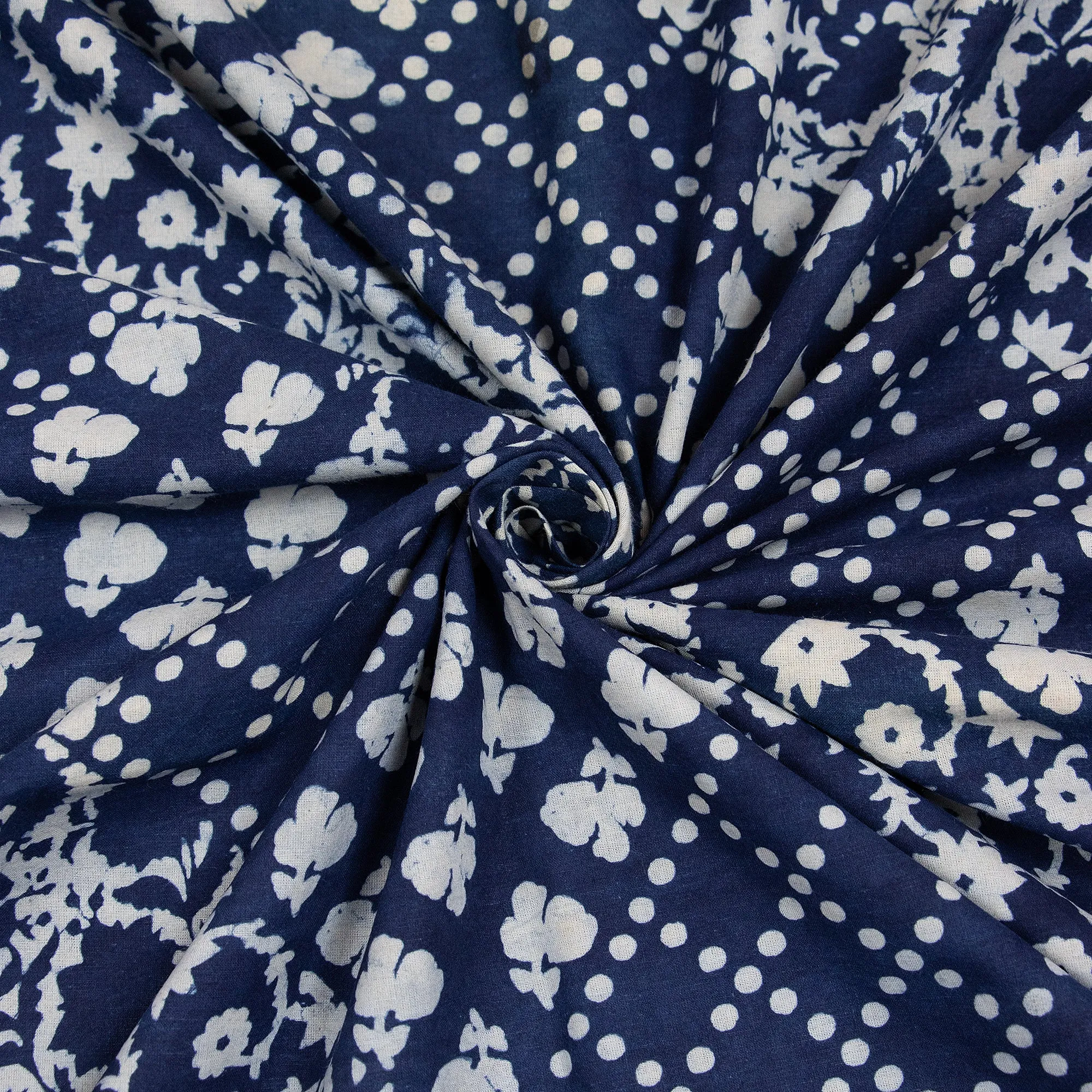 Hand Block Print Soft Cotton Indigo Blue Dye Fabric