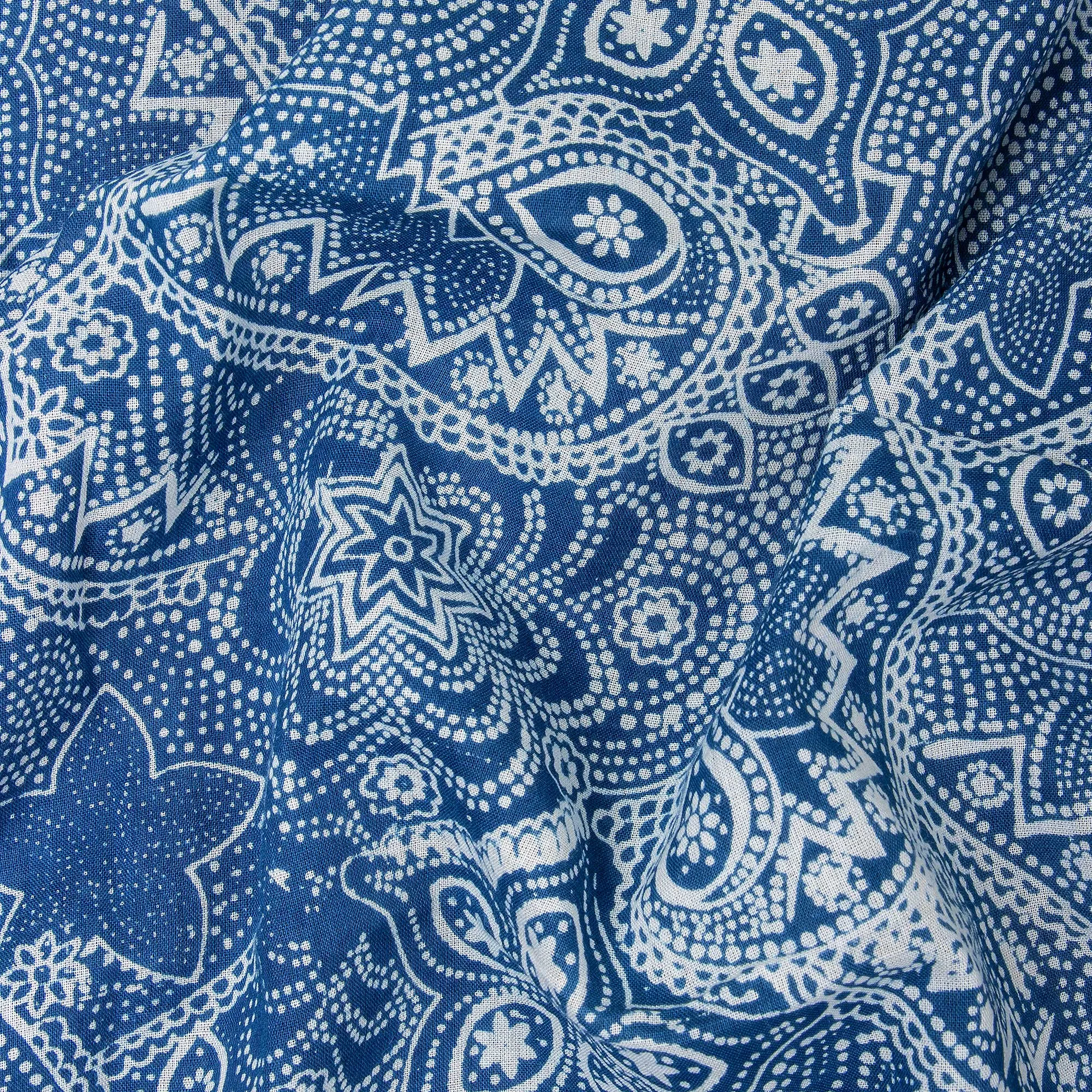 Hand Block Printed Cotton Indigo Fabric