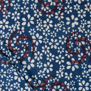 Hand Block Printed Indigo Blue Soft Cotton Fabric