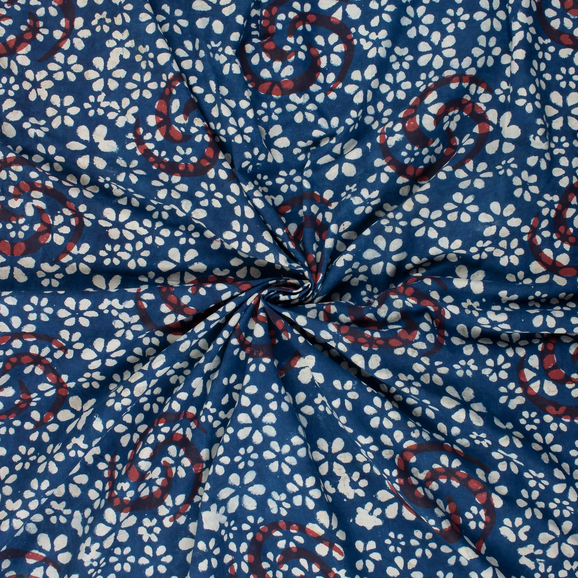 Hand Block Printed Indigo Blue Soft Cotton Fabric