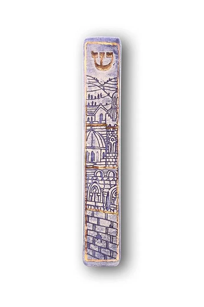 Handmade Ceramic Unique Mezuzah Jerusalem Walls