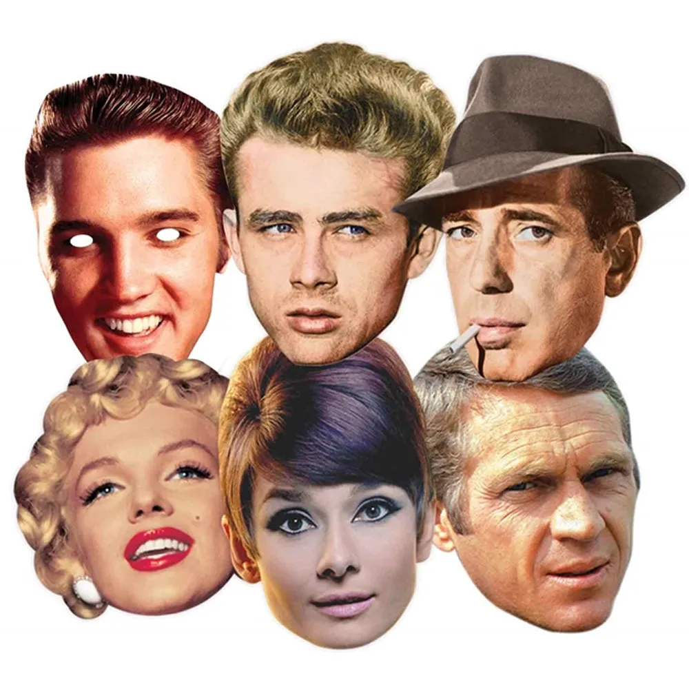 Hollywood Actors Card Masks - Pack of 6