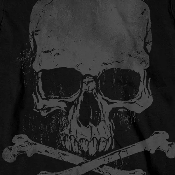 Hot Leathers GMS2305 Men’s ‘Jumbo Print Skull and Cross Bones Long Sleeve Black Shirt