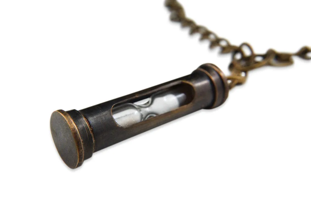 Hour Glass Sand Timer Pendant Necklace