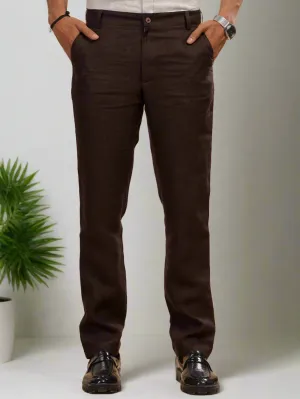 Ian Pure Linen Trousers - Cocoa Brown