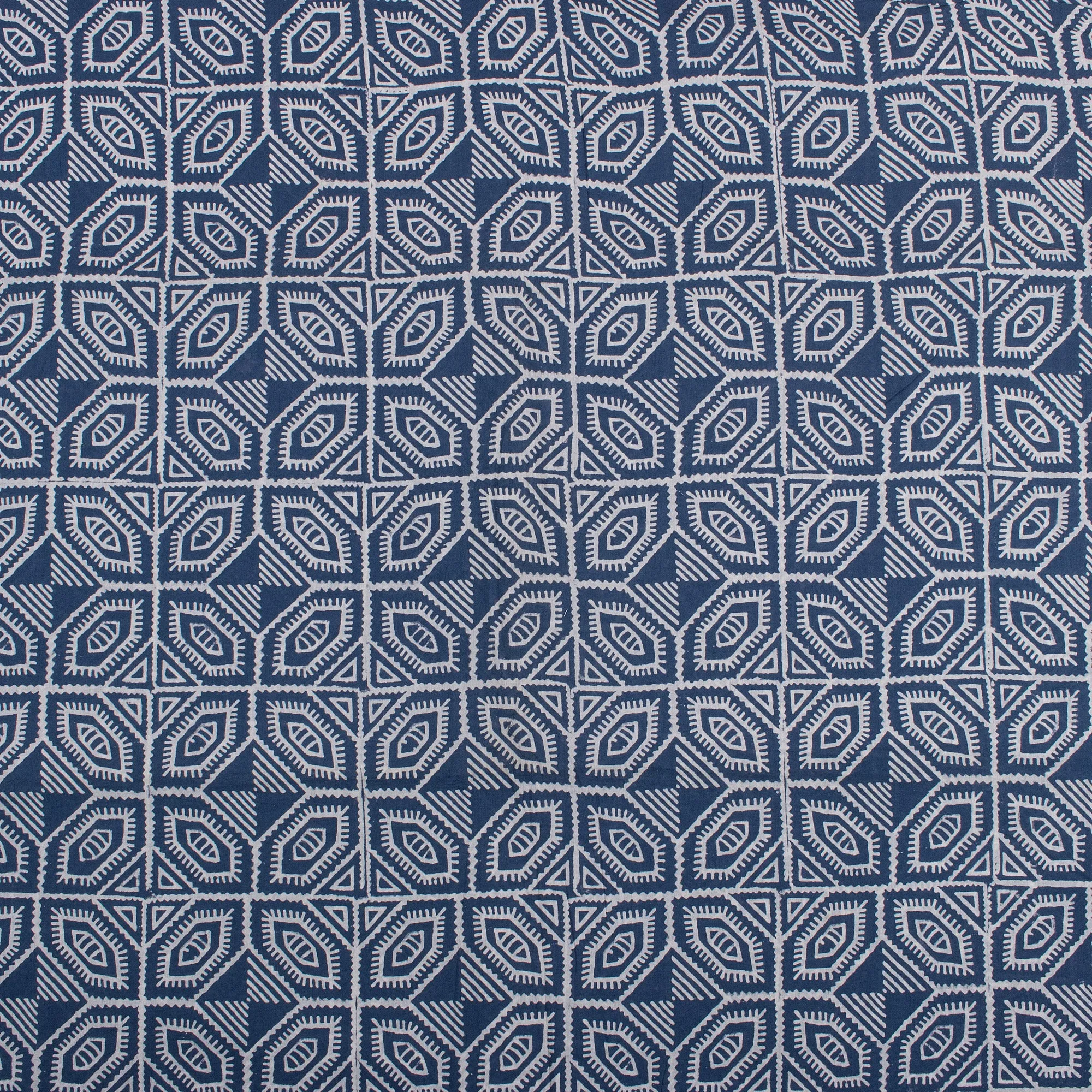 Indigo Abstract Print Discharge Pure Cotton Fabric