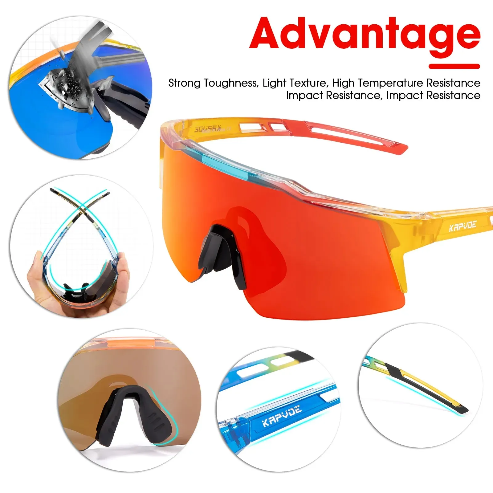 Kapvoe Child Photochromic Sports Sunglasses Cycling Glasses Kids UV400 Boys Bike Skating for Girls Outdoor Bicycle Protectionon