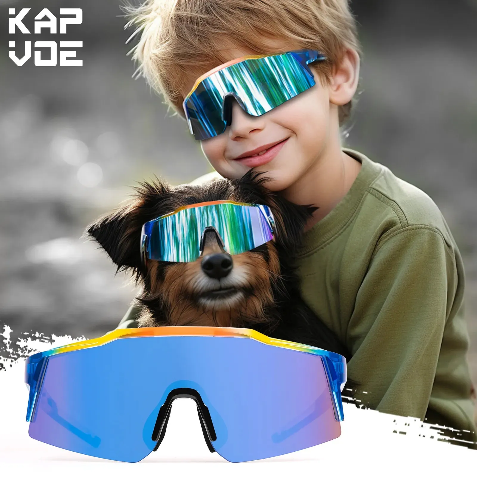 Kapvoe Child Photochromic Sports Sunglasses Cycling Glasses Kids UV400 Boys Bike Skating for Girls Outdoor Bicycle Protectionon