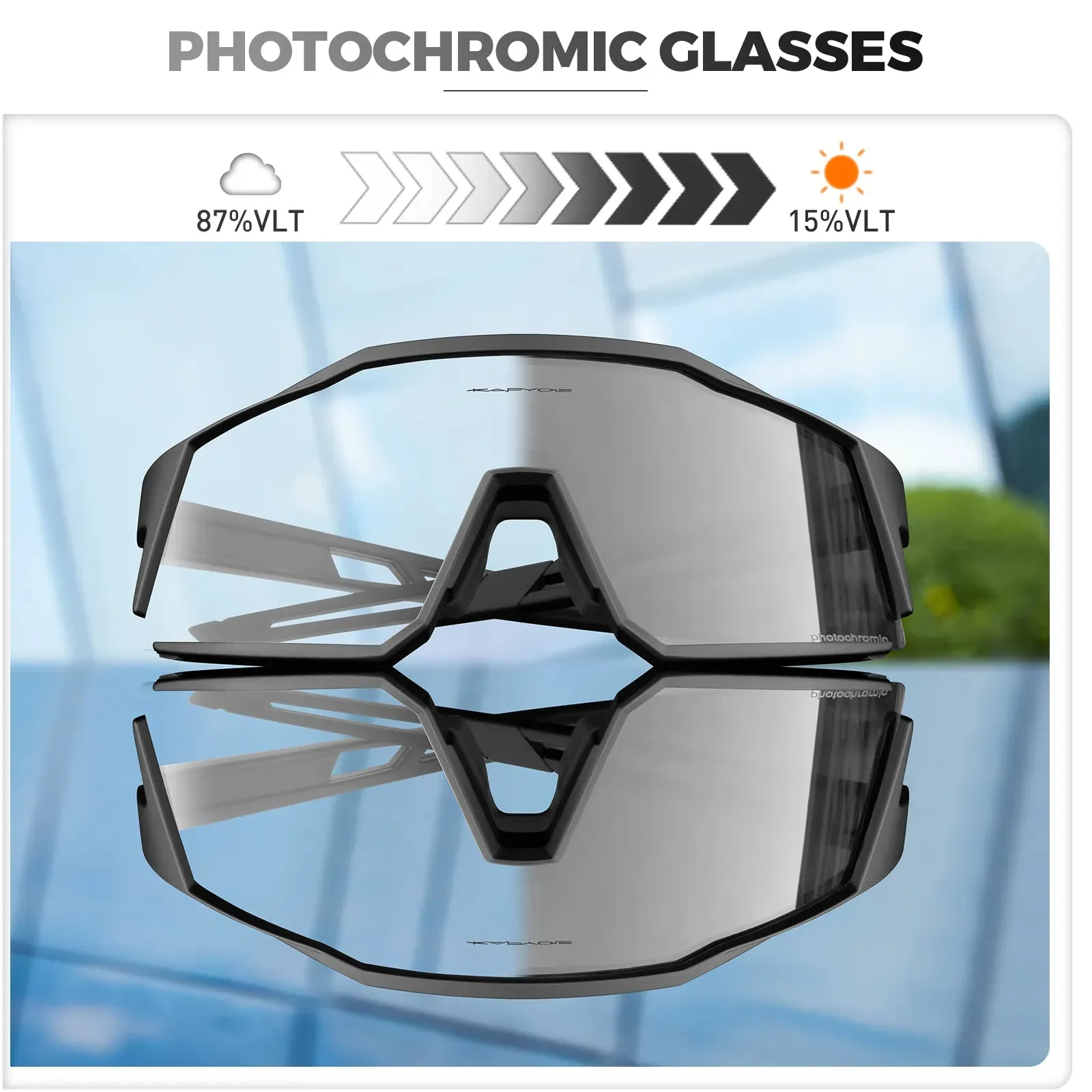 Kapvoe New Photochromic Sunglasses Sports UV400 Man Riding Eyewear Cycling Glasses Woman Bicycle Goggles Bike Glasses MTB Goggle