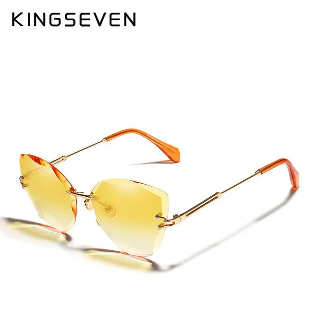 Kingseven Rimless Cat Eye Sunglasses Women Gradient N801