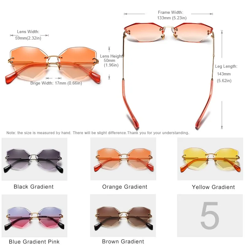 Kingseven Rimless Cat Eye Sunglasses Women Gradient N801