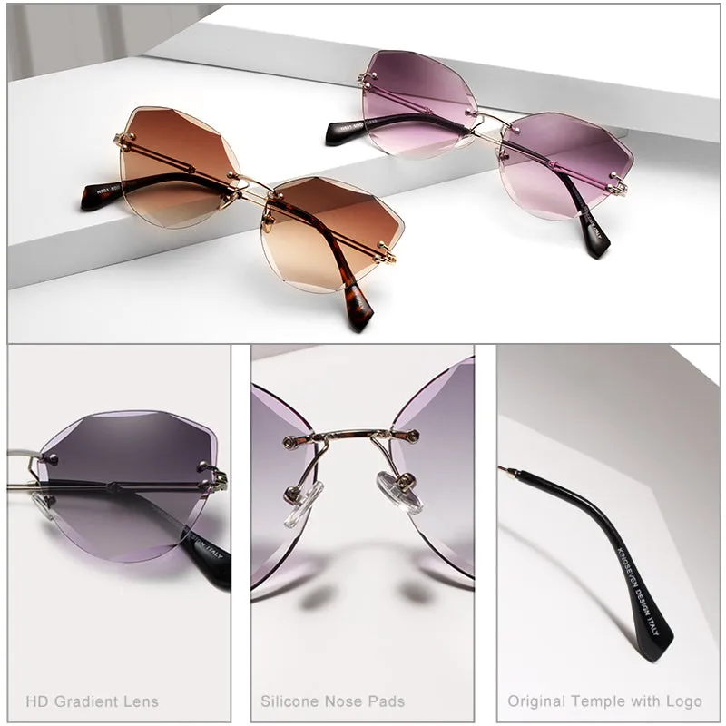 Kingseven Rimless Cat Eye Sunglasses Women Gradient N801