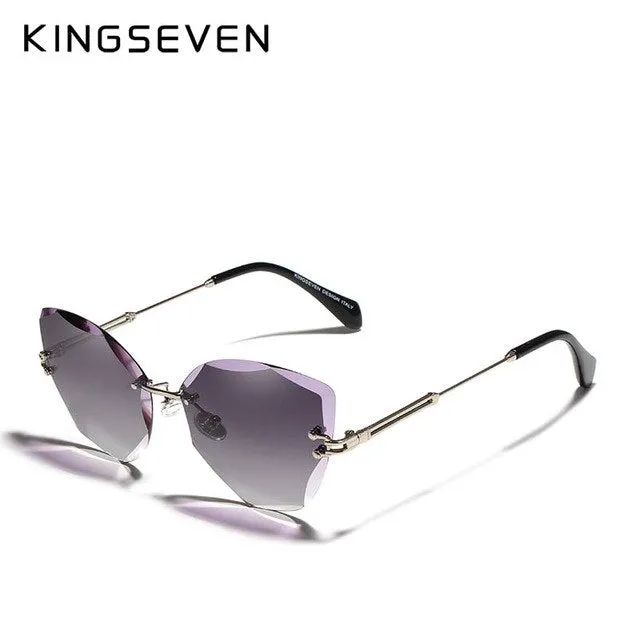 Kingseven Rimless Cat Eye Sunglasses Women Gradient N801