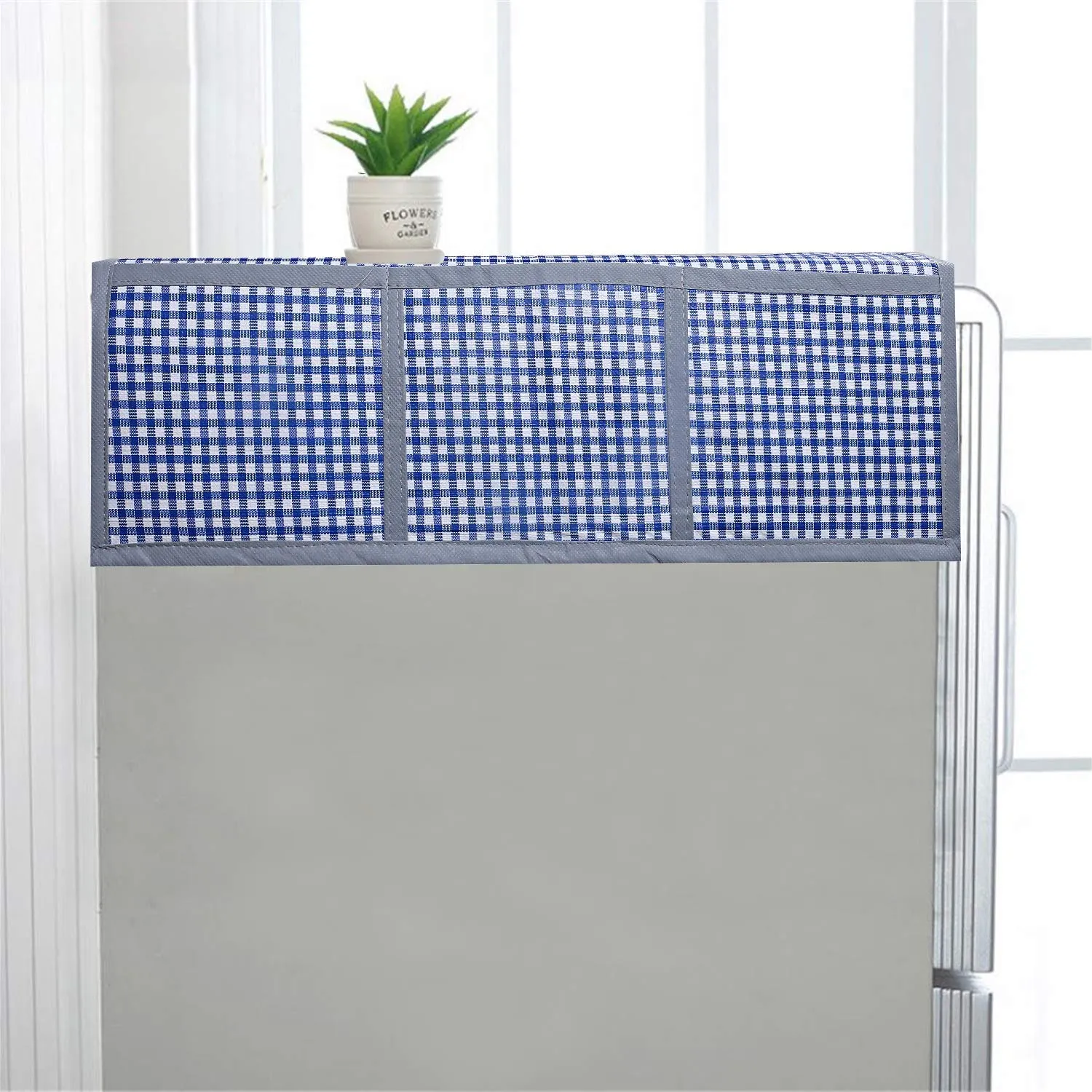 Kuber Industries Floral PVC Fridge Top Cover - Blue, Standard (CTKTC02104)