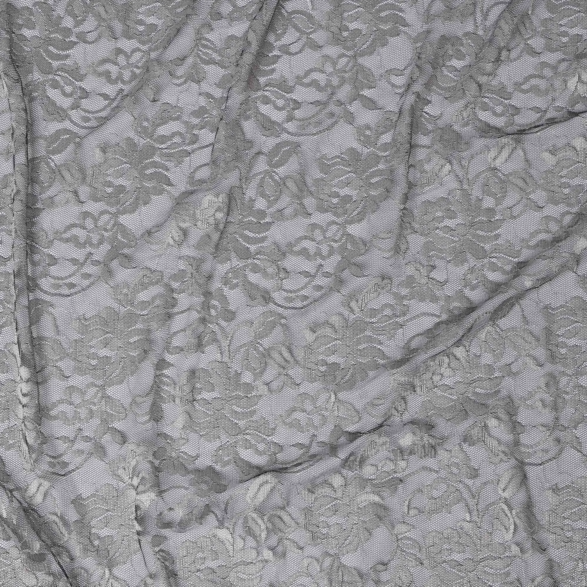 Light Gray Floral Lace Fabric, 110 cm Width, Synthetic Material from Indonesia-D21135