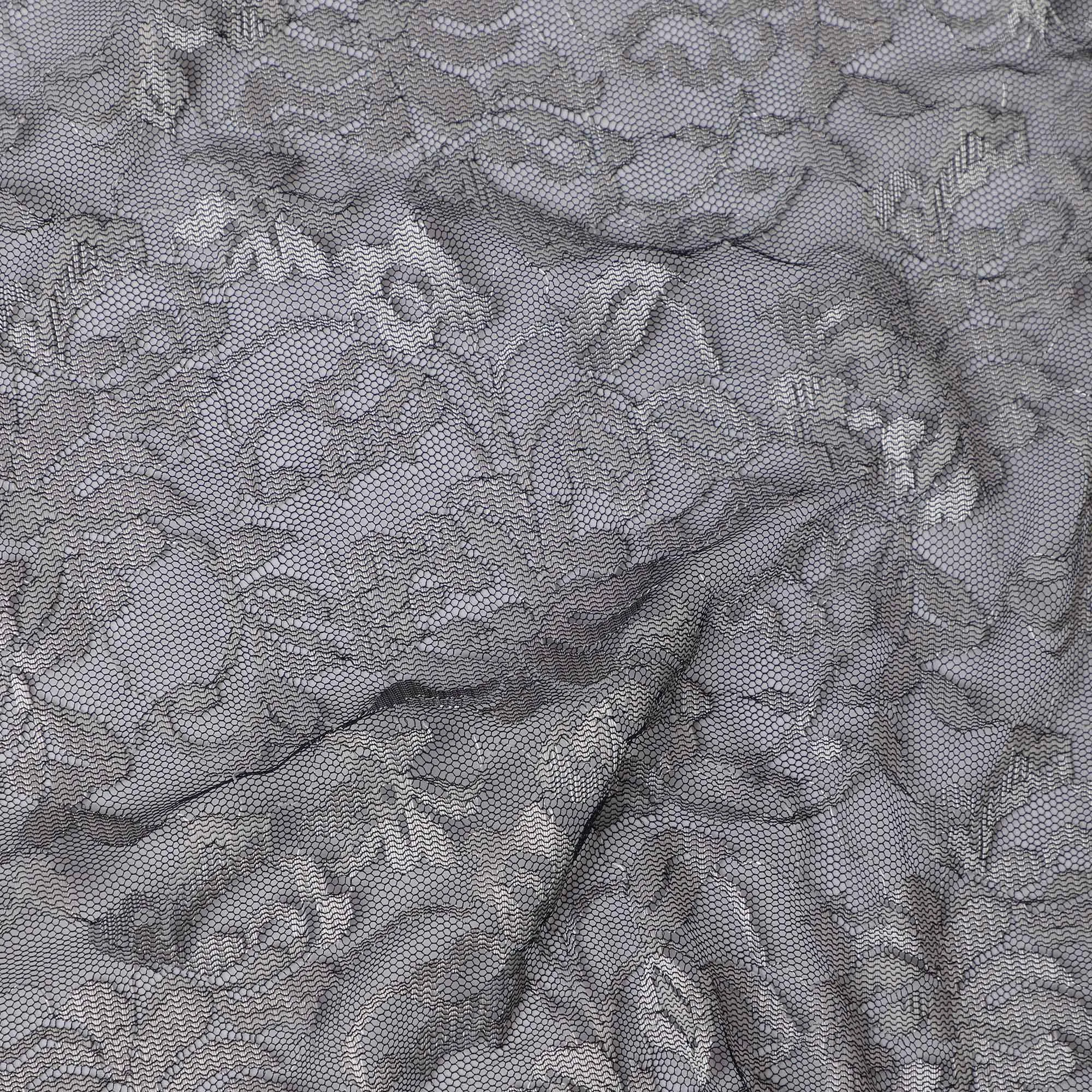 Light Gray Floral Lace Fabric, 110 cm Width, Synthetic Material from Indonesia-D21135