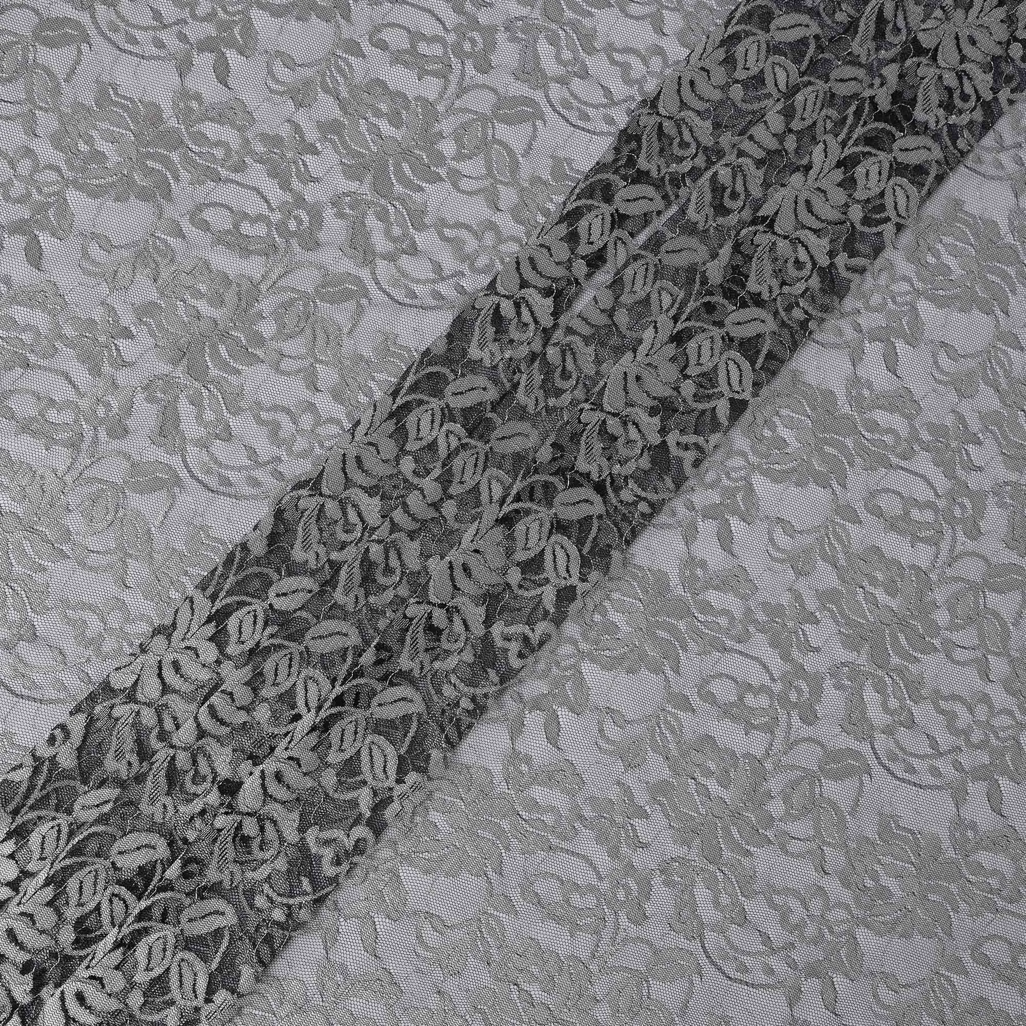 Light Gray Floral Lace Fabric, 110 cm Width, Synthetic Material from Indonesia-D21135