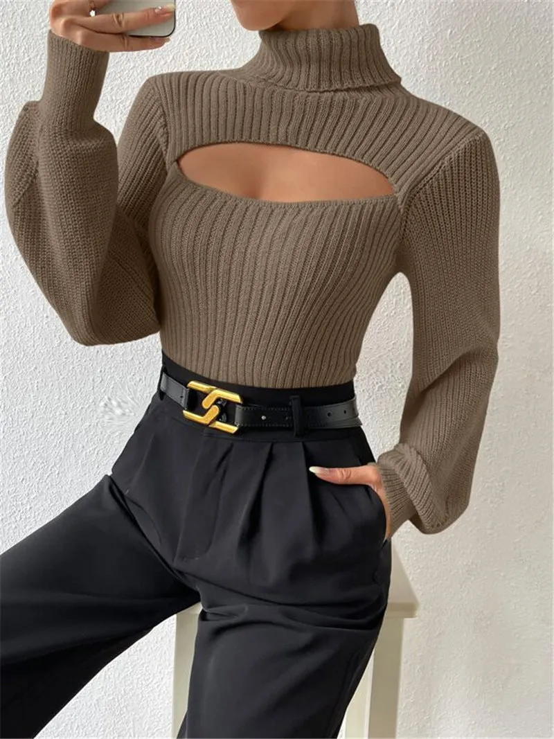 Loose High Collar Hollow Sweater