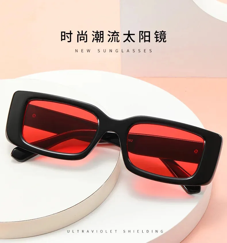 Luxury Vintage Rectangle Sunglasses Men Women