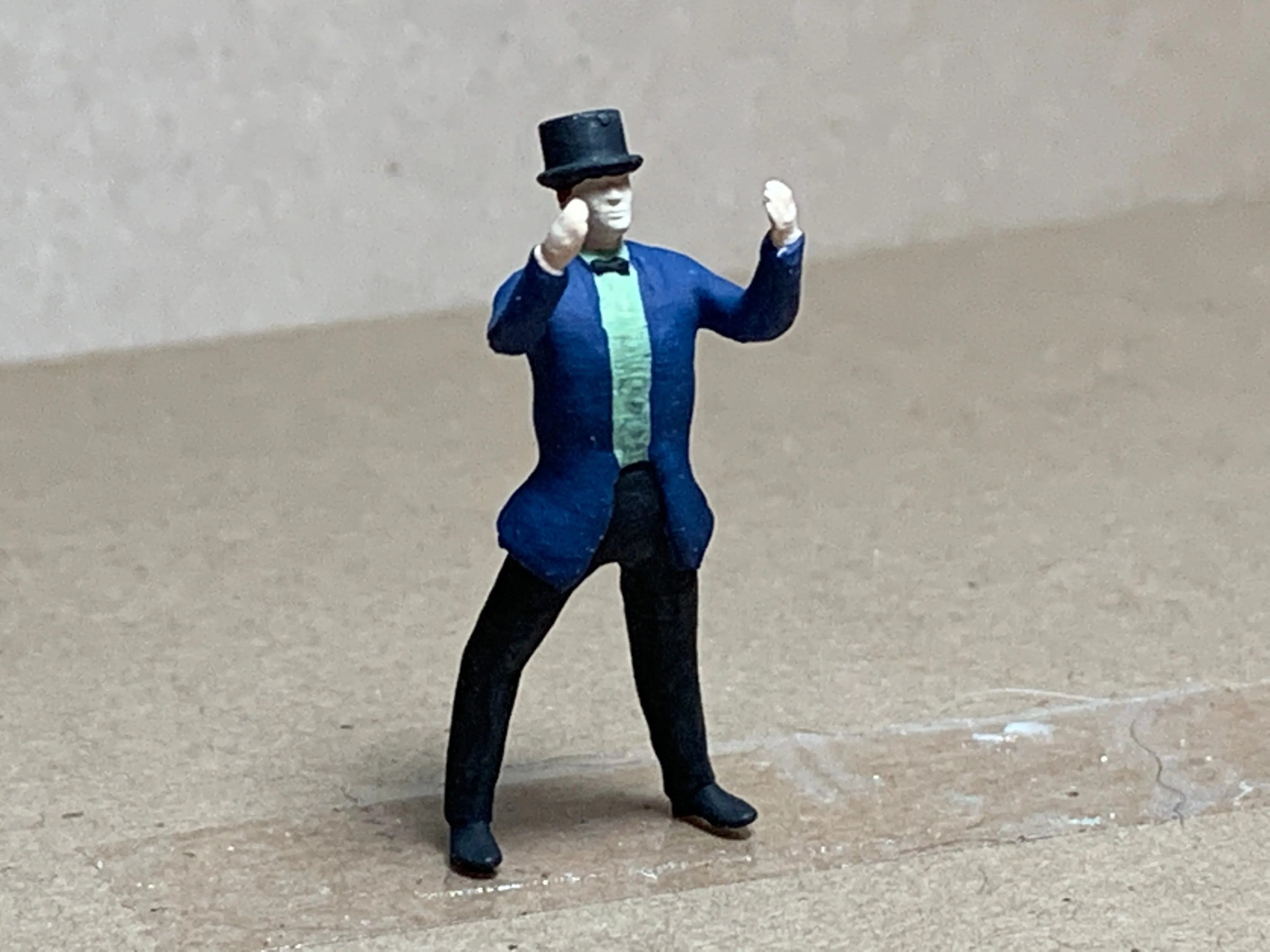 Man Standing Hands Air Suit Top Hat