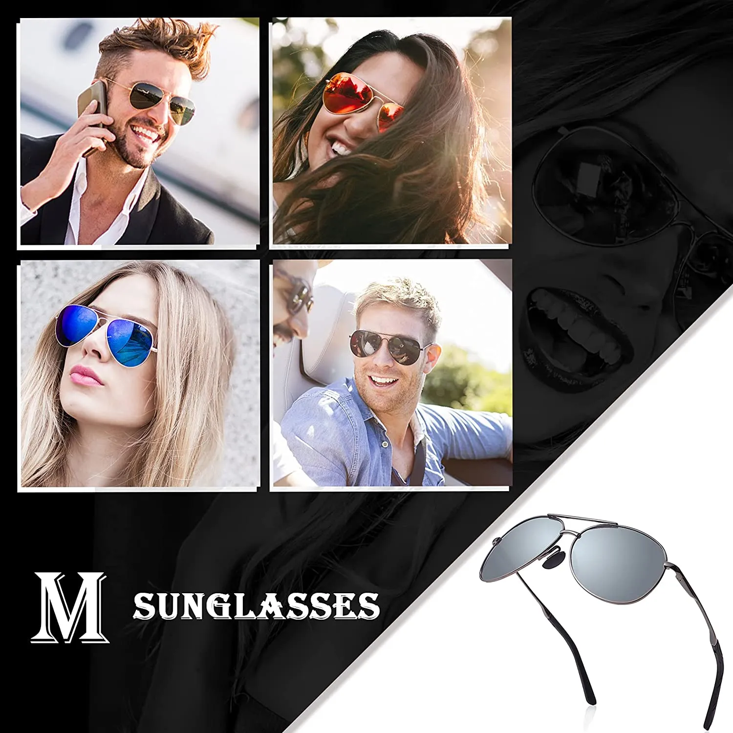 Men's Aviator Sunglasses - Polarized - UV Protection & Lightweight