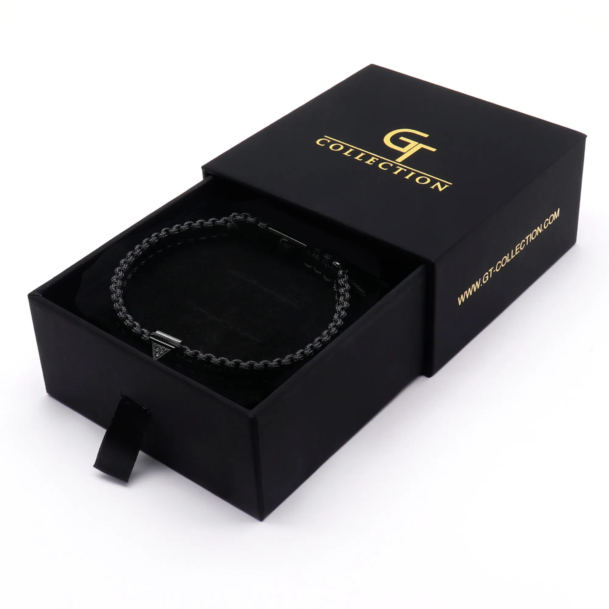 Men's Black Pyramid Bracelet with Zircon