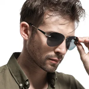 Men's Polarized Rimless Aviator Pilot Sunglasses