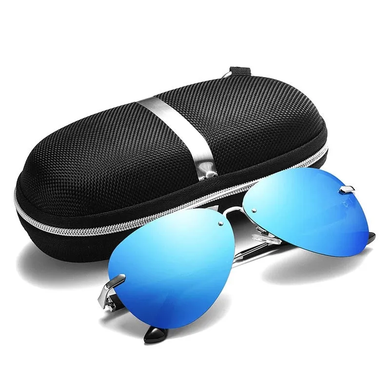 Men's Polarized Rimless Aviator Pilot Sunglasses