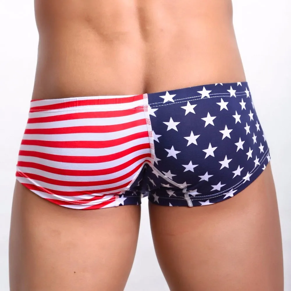 Men's Stars and Stripes Printed Flag Cotton Trunk