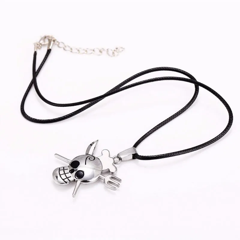 Metal Knife and Fork Skull Pendant Necklace