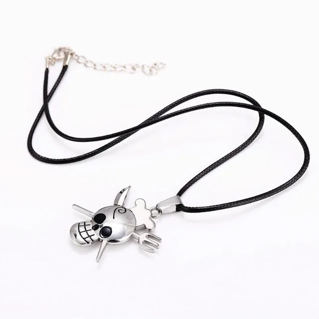 Metal Knife and Fork Skull Pendant Necklace