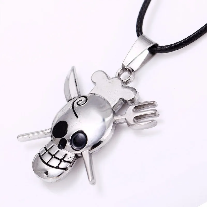 Metal Knife and Fork Skull Pendant Necklace