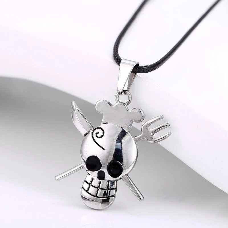 Metal Knife and Fork Skull Pendant Necklace