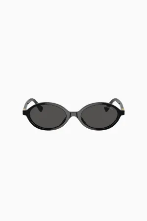 Miu Miu Oval Framed Sunglasses - Black/ Dark Grey