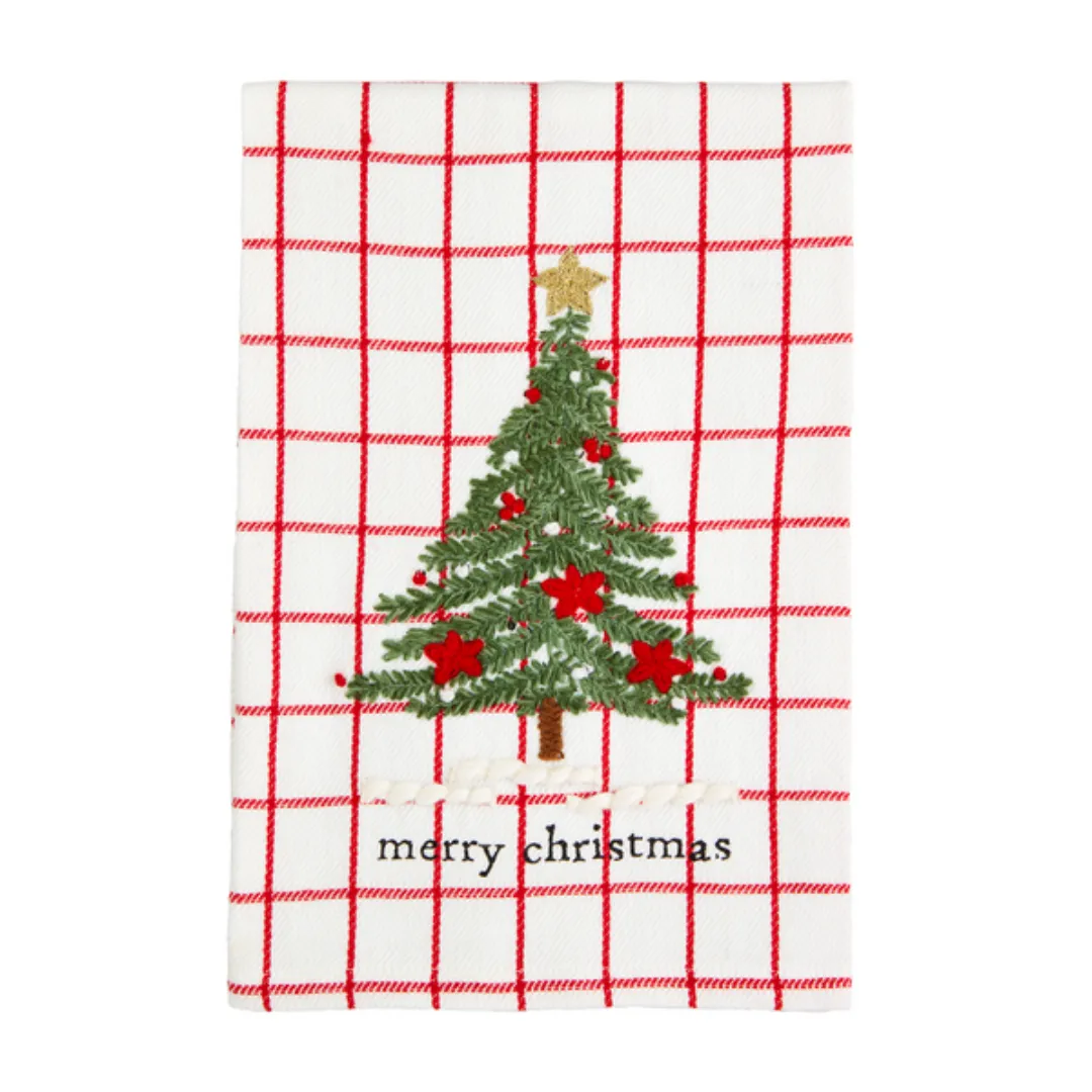 Mud Pie Classic Christmas Embroidered Towel