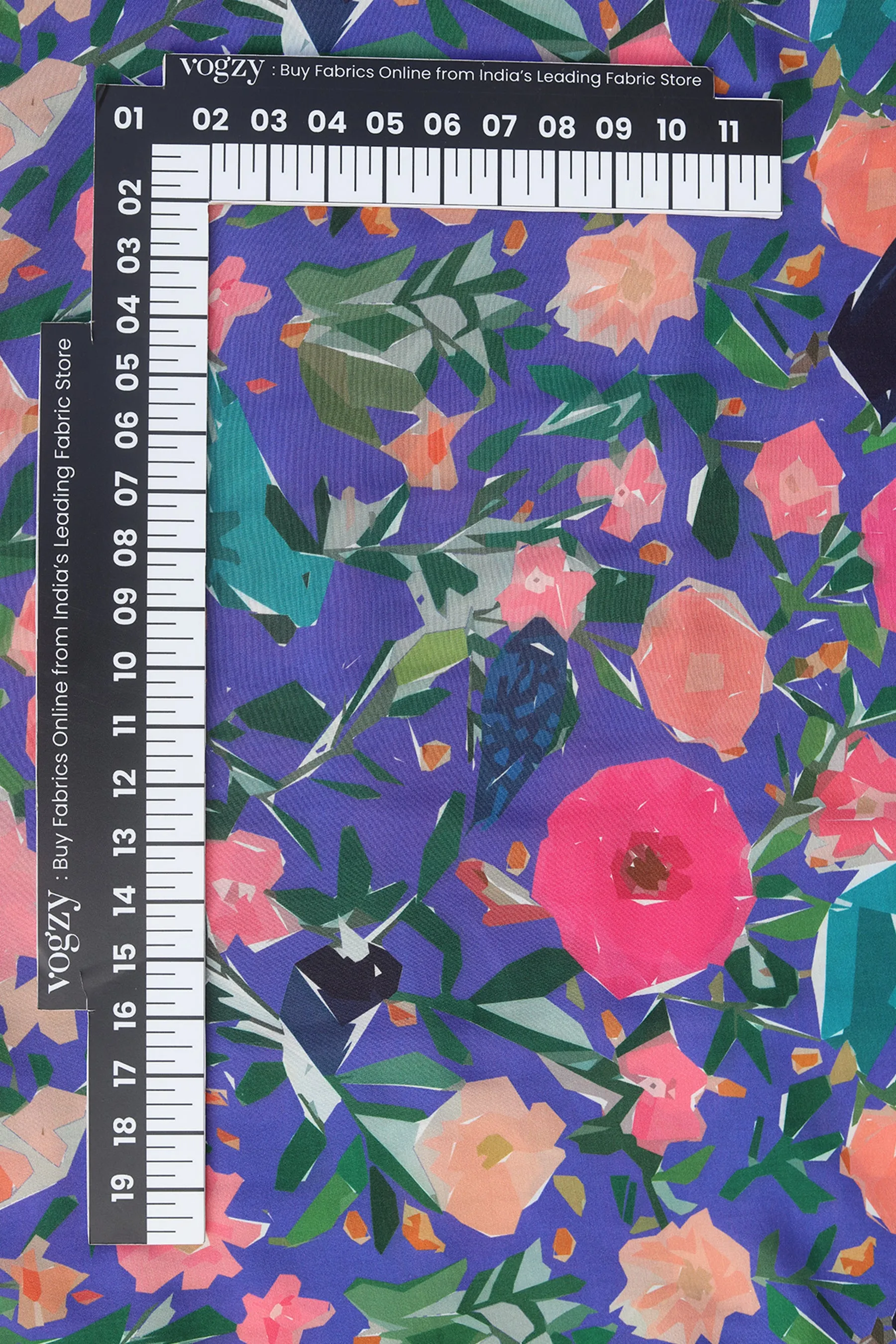 Multicolored Abstract Floral Printed Natural Muslin Silk Fabric