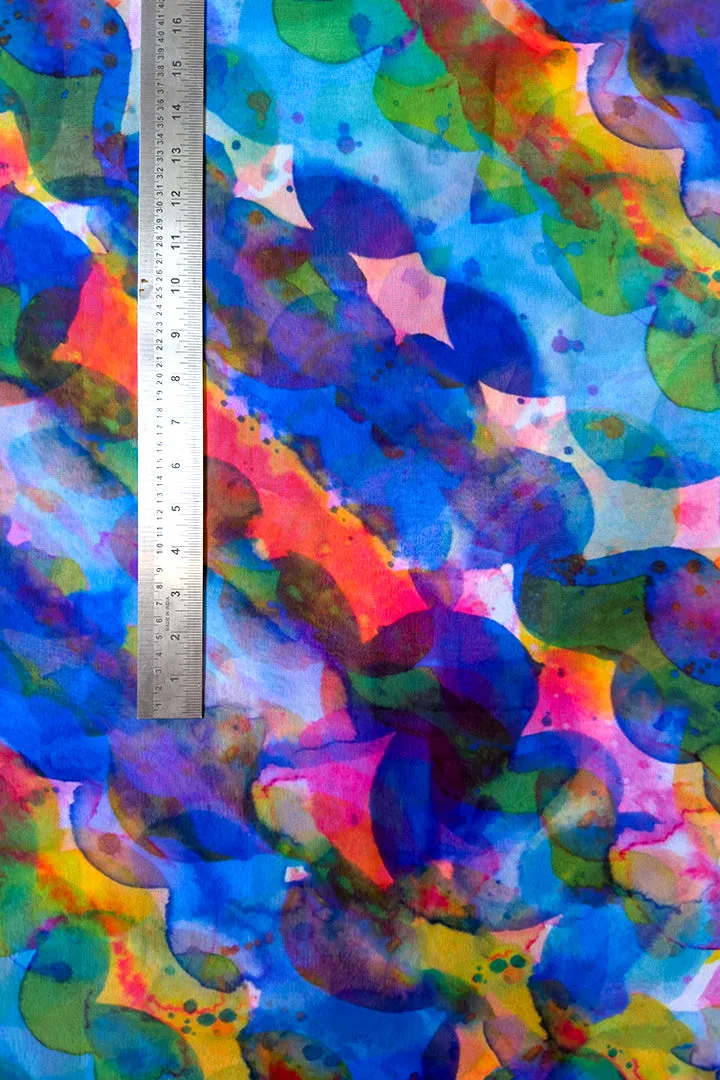 Multicolored Abstract Printed Georgette Fabric