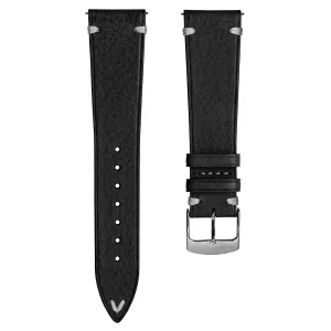 Overton Badalassi Carlo Minerva Box Leather V-Stitch Watch Strap - Black