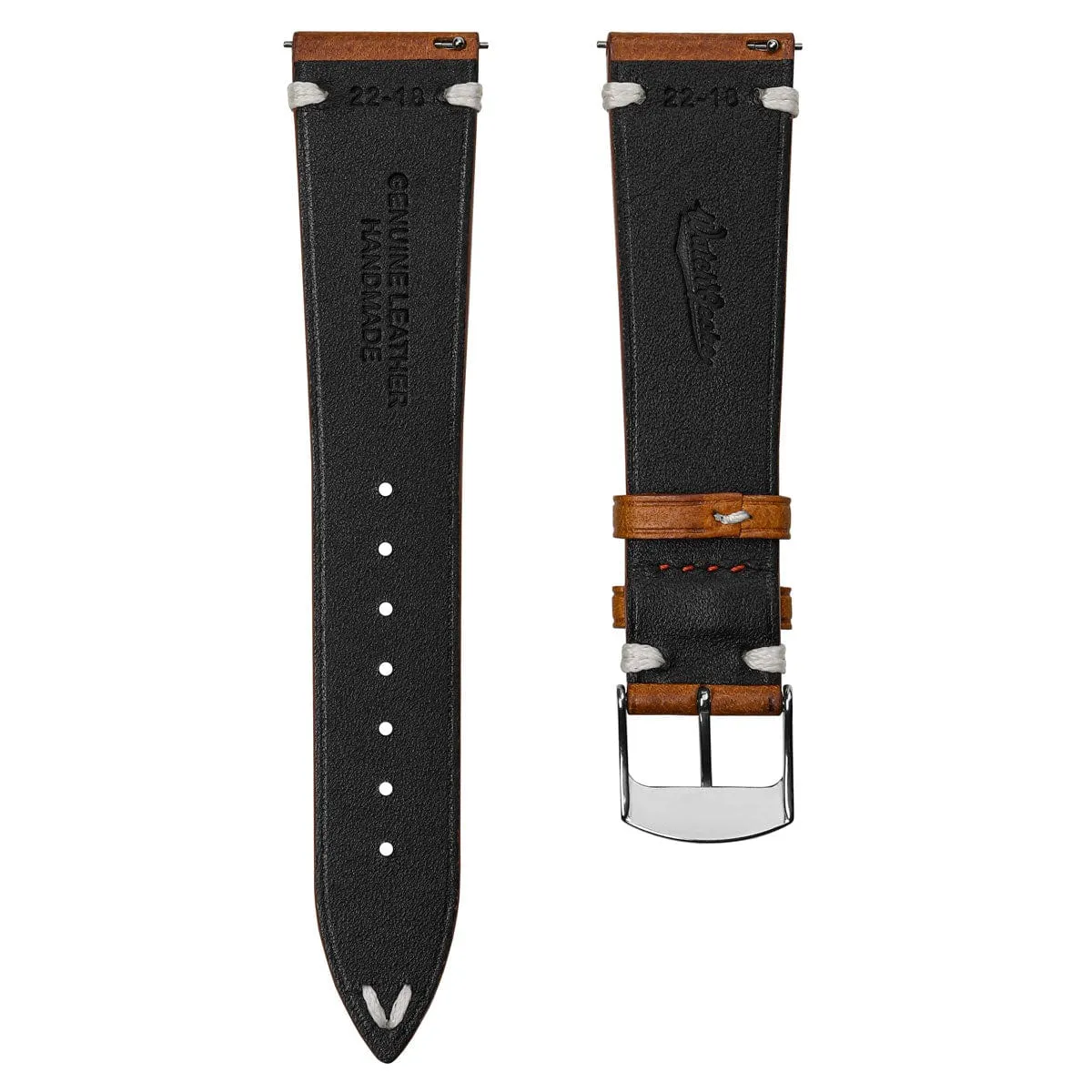 Overton Badalassi Carlo Minerva Box Leather V-Stitch Watch Strap - Coral