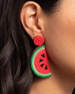 Paparazzi Earring ~ Watermelon Welcome - Red